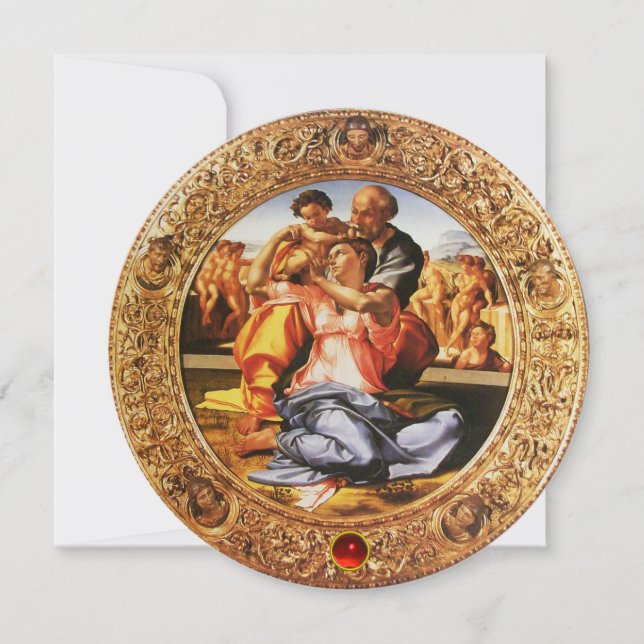 Convite O PARTIDO DE NATAL DA FAMÍLIA SANTA, Red Ruby Gem (Frente)