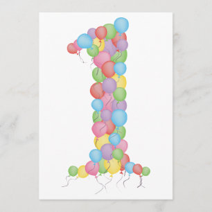 Convite O partido de primeiro aniversario do bebê Balloon