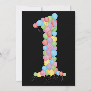 Convite O partido de primeiro aniversario do bebê Balloons