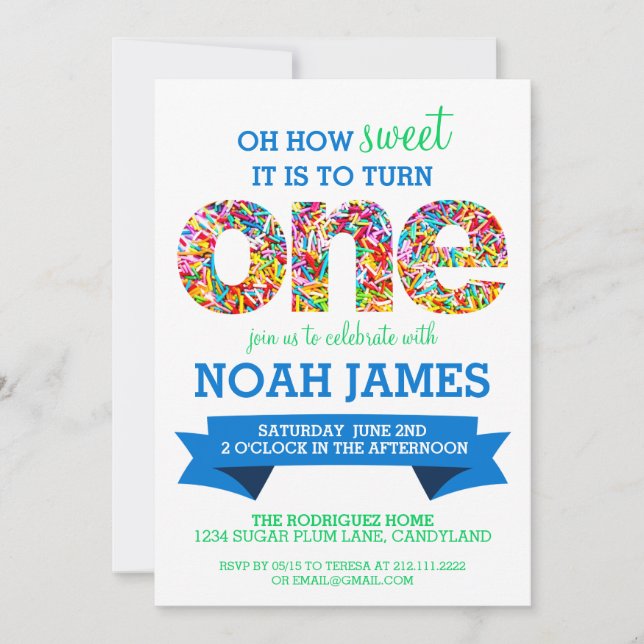 Convite O partido de primeiro aniversario do tema dos (Frente)