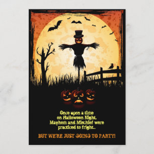 Convite O partido do Dia das Bruxas do luar do espantalho