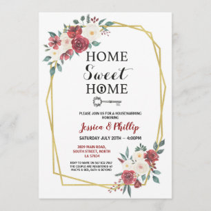 Convite O partido do Housewarming floresce o vermelho Home