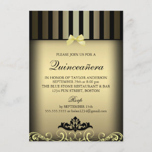 Convite O partido elegante Dourado de Quinceañera da