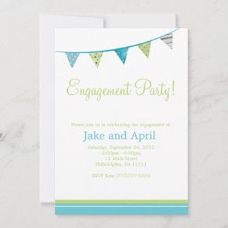 Convite O partido embandeira a festa de noivado - verde &