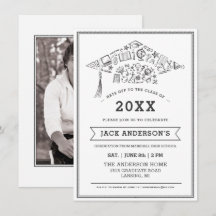 O partido preto & branco do boné de formatura