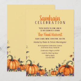 Convite O Partido Samhain Fall Pumpkins & Leaves Inventa