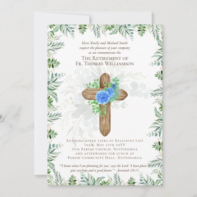Convite O Pastor Padre Deacon Ministro Retirement Convida (Frente)