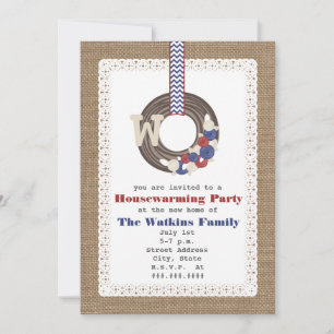 Convite O Patriótico Burlap Inspirado no Aquecimento Dom