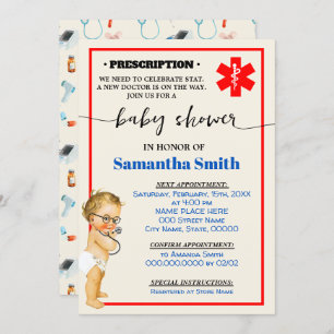 Convite O Pequeno Médico está a caminho do Chá de fraldas 