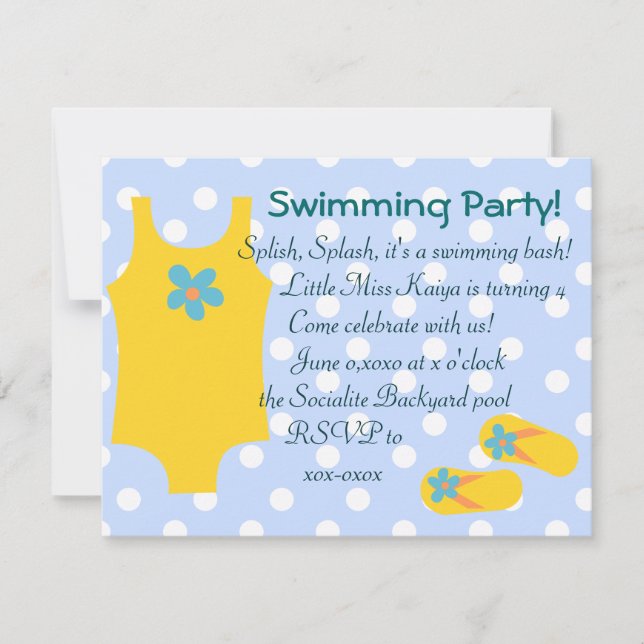 Convite O Pequeno Swimsiut Amarelo (Frente)