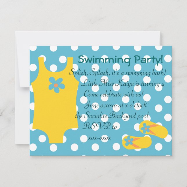 Convite O Pequeno Swimsiut Amarelo (Frente)