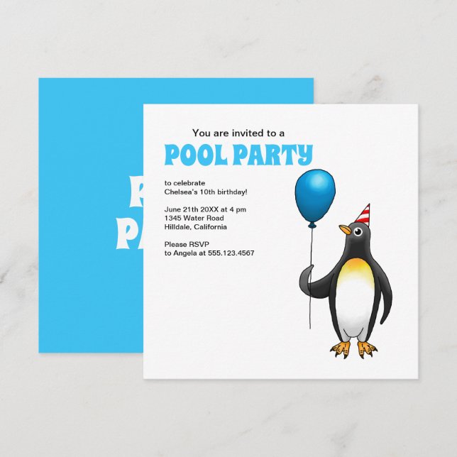 Convite O Pinguim da Festa (Frente/Verso)