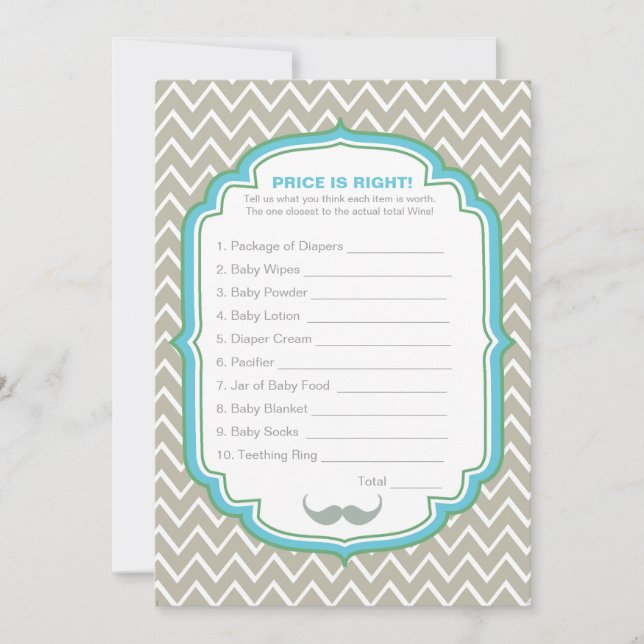 Convite O preço do bigode azul e verde está certo (Frente)