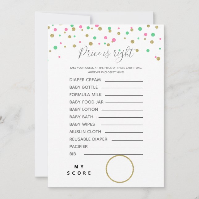 Convite O preço é o Chá de fraldas certo para jogos (Frente)