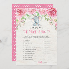 Convite O Preço é o Jogo do Chá de fraldas de Elefante Ros