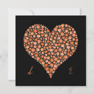 Convite O preto do noivado com coração alaranjado dos
