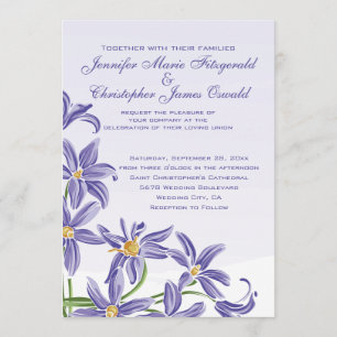 Convite O primavera roxo da aguarela floresce o casamento