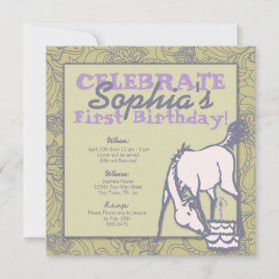 Convite O primeiro aniversário da Lavanda Pony Girl