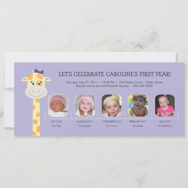 Convite O Primeiro Aniversário da Menina (Frente)