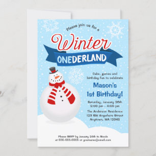 Convite O primeiro aniversario de ONEderland do inverno do