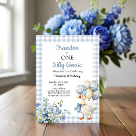 Convite O Primeiro Aniversário de um Menino Silly Goose
