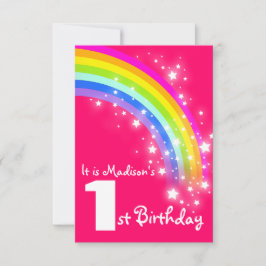 Convite O primeiro aniversario roxo do arco-íris dos