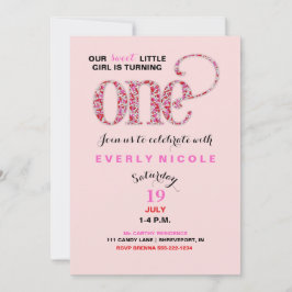 Convite O Primeiro Aniversário Vermelho Pink Sprinkles