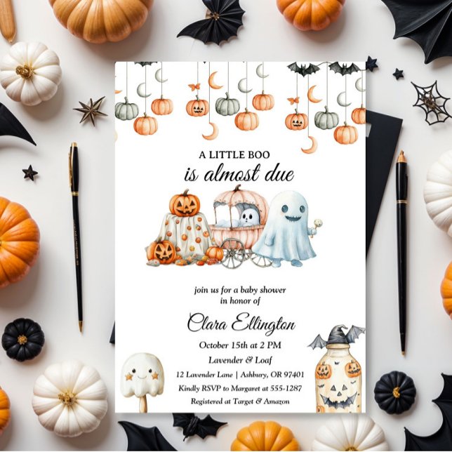 Convite O primeiro Chá de fraldas de Halloween de Pumpkin (Criador carregado)