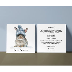 Convite O Primeiro Natal do Pequeno Coelho, personalizado