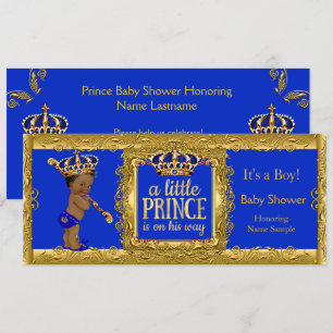Convite O Príncipe Menino está a caminho Royal Blue Dourad