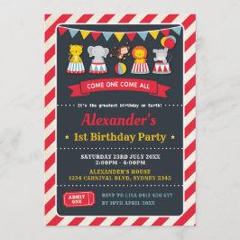 Convite O quadro do aniversário dos animais de circo do