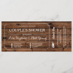 Convite O quadro do bilhete do chá do casal rústico