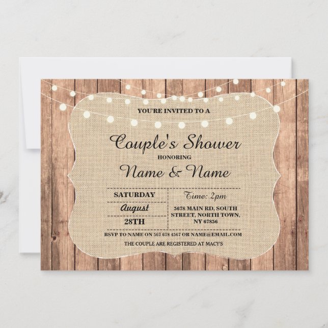 Convite O quadro do chá dos casais da festa de noivado (Frente)