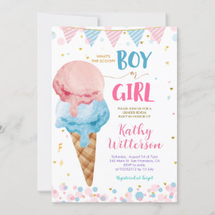 Convite O que é a Revelação do Gênero do Sorvete Scoop