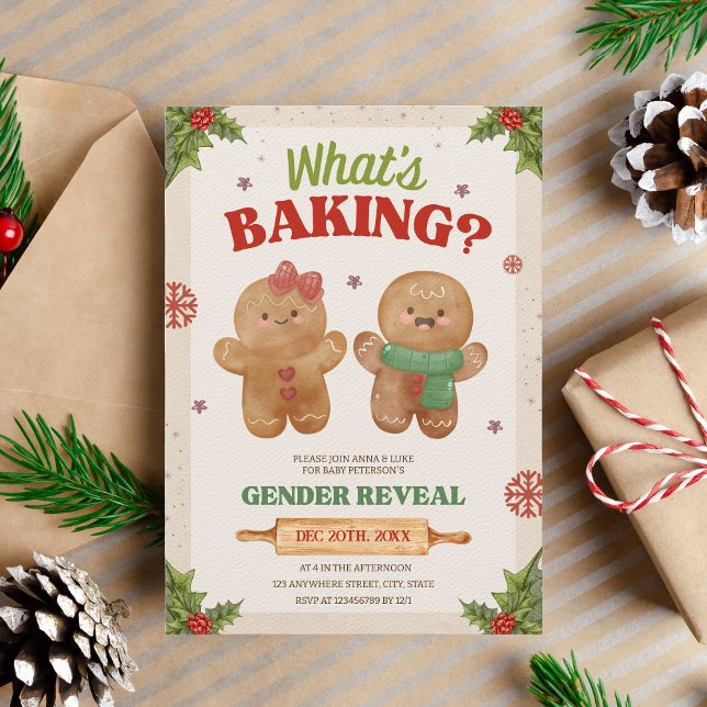 Convite O que está assando o Natal - Reveal Gingerpão (What's baking)