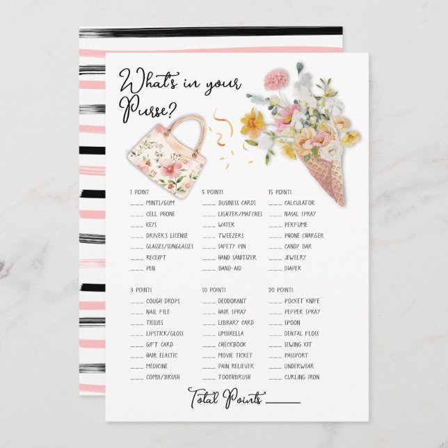 Convite O que há no jogo de noivado da bolsa (Frente/Verso)