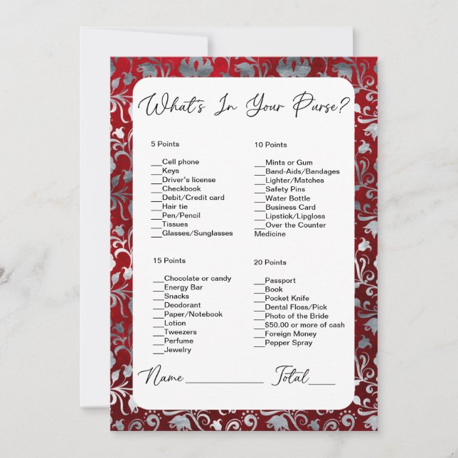 Convite O que há no seu Chá de panela vitoriano vermelho (Frente)