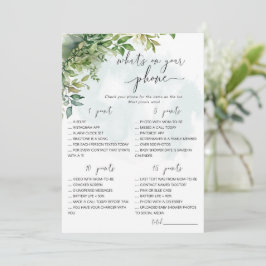 Convite O que há no seu jogo de Chá de fraldas telefônico