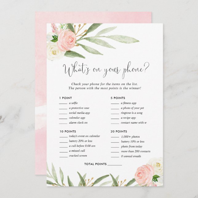 Convite O que há no seu telefone, chá de fraldas de noiva  (Frente/Verso)