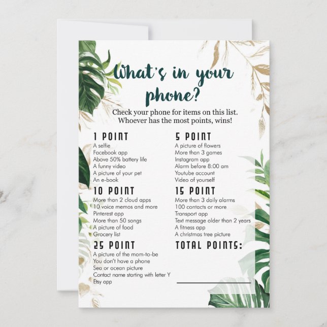 Convite O que há no seu telefone Safari Chá de fraldas Gam (Frente)