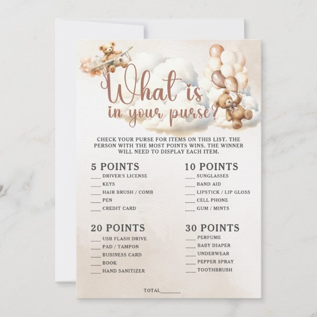 Convite O QUE HÁ NO SEU URSO Chá de fraldas (Frente)