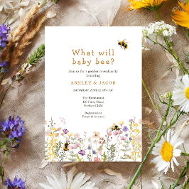 Convite O que o Baby Bee Wildflower Gender Reveal
