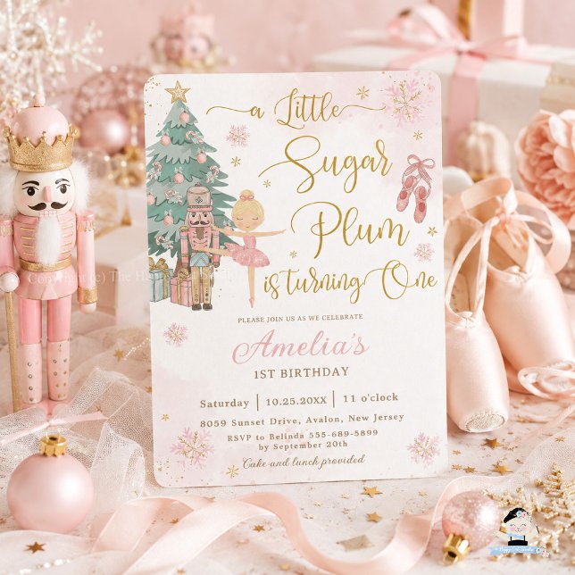 Convite O Quebra-Nozes Menina Aniversário de 1 Ano Winter  (Criador carregado)