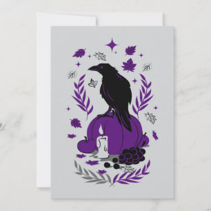 Convite O Raven do outono - Soirée do Halloween Gótico