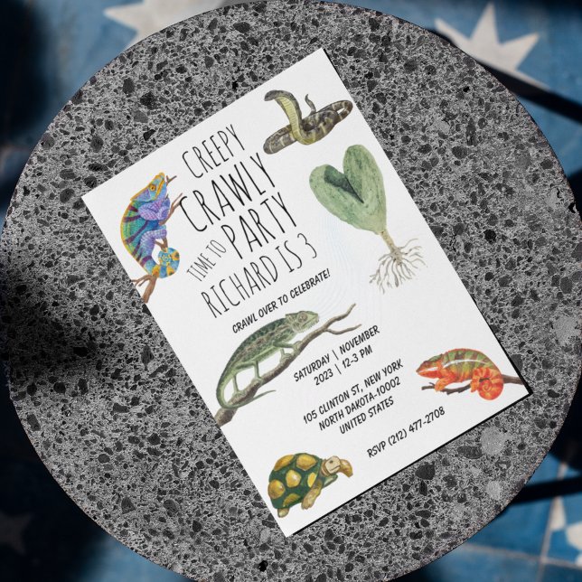 Convite O réptil bonito achava a Festa de aniversário do g (Criador carregado)