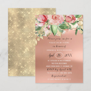 Convite O rosa do ouro verde da refeição matinal da flor