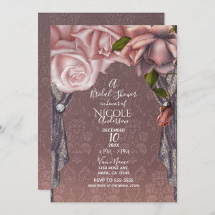 Convite O rosa empoeirado cora chá de panela cor-de-rosa