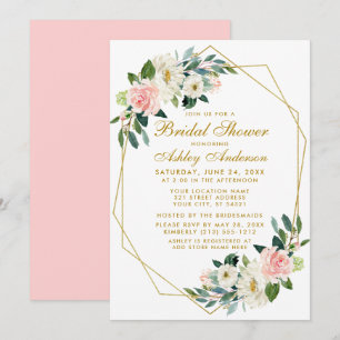 Convite O rosa geométrico do quadro do chá de panela