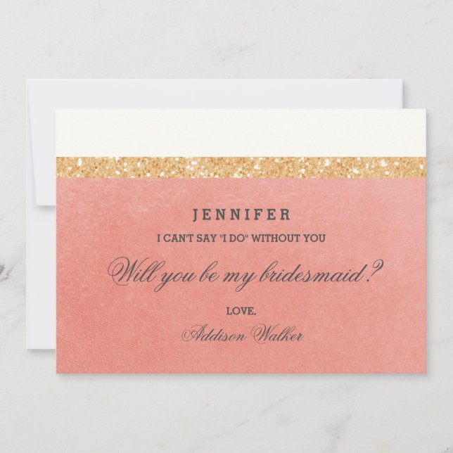 Convite O rosa & o brilho dourado | você será minha dama (Frente)