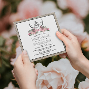 Convite O Rustic Floral Barnwood Hunt Acabou o Casamento